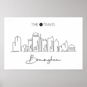 Poster Um Desenho Contínuo Da Linha De Birmingham