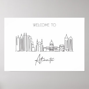 Poster Um Desenho Contínuo Da Linha Do Skyline Atlanta