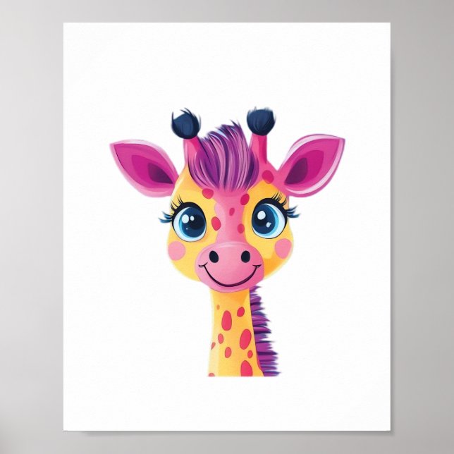 Poster Um design alegre e caprichoso de uma girafa jovem (Frente)