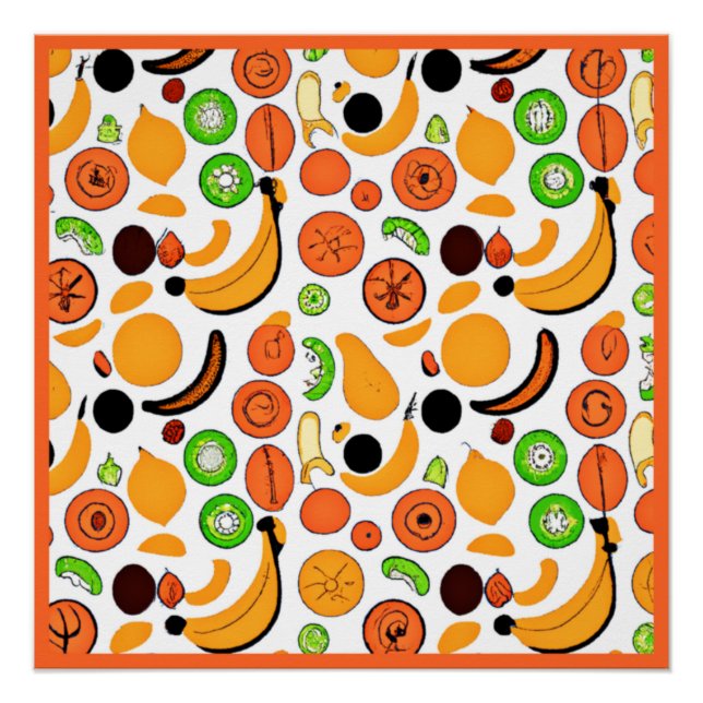 Póster Um Design de padrão Fruta delicioso (Frente)