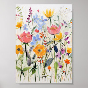 Poster Um design floral caprichoso, flores silvestres