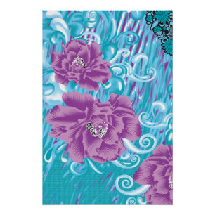 Póster Um design têxtil vibrante com roxo e turq
