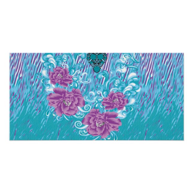 Póster Um design têxtil vibrante com roxo e turq (Frente)
