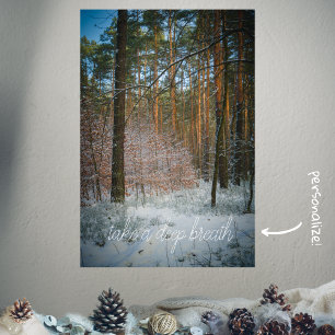 Poster Um dia ensolarado de inverno na floresta pinheira