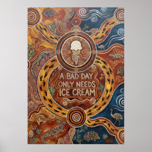 Poster Um Dia Ruim Só Precisa de Cor Sorvete Citação Pos