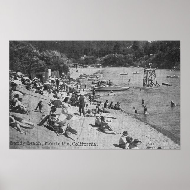 Póster Um dia típico em Sandy Beach Monte Rio, CA (Frente)