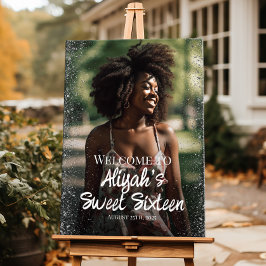 Poster Um doce e moderno sinal de boas-vindas com fotos