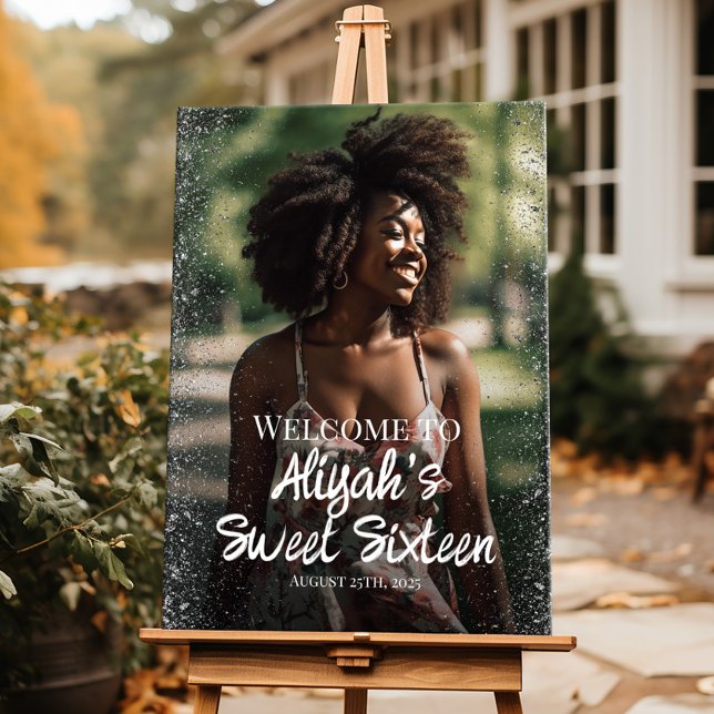 Poster Um doce e moderno sinal de boas-vindas com fotos (Criador carregado)