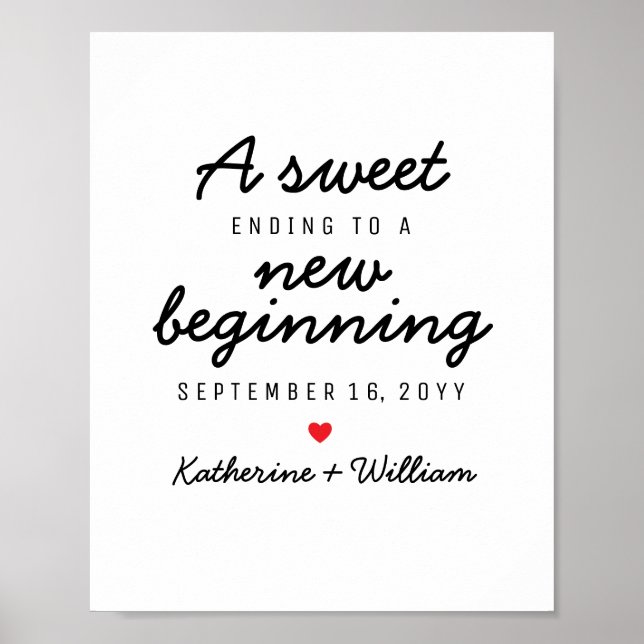 Poster Um doce final para um novo casamento personalizado (Frente)