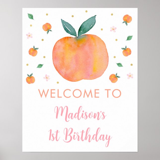 Poster Um doce Peach Birthday (Frente)