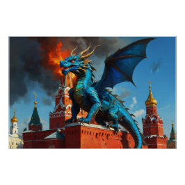 Póster Um Dragão Azul e Dourado Visita Moscou
