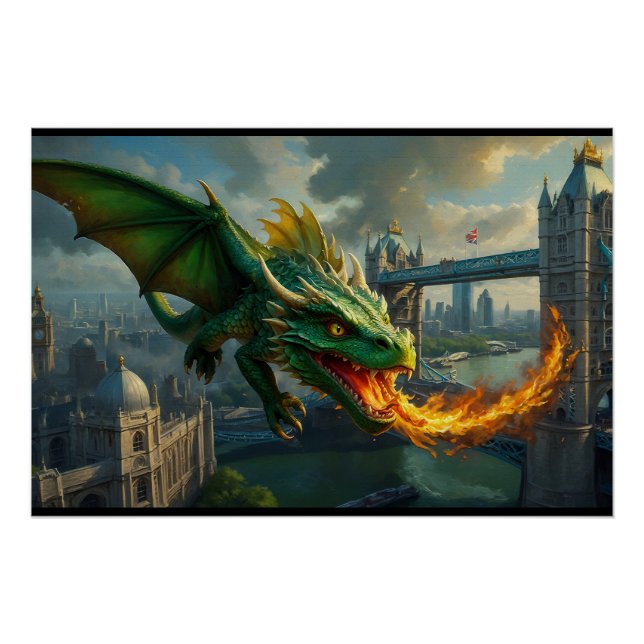 Póster Um Dragão Verde do Galês aterroriza Londres (Frente)