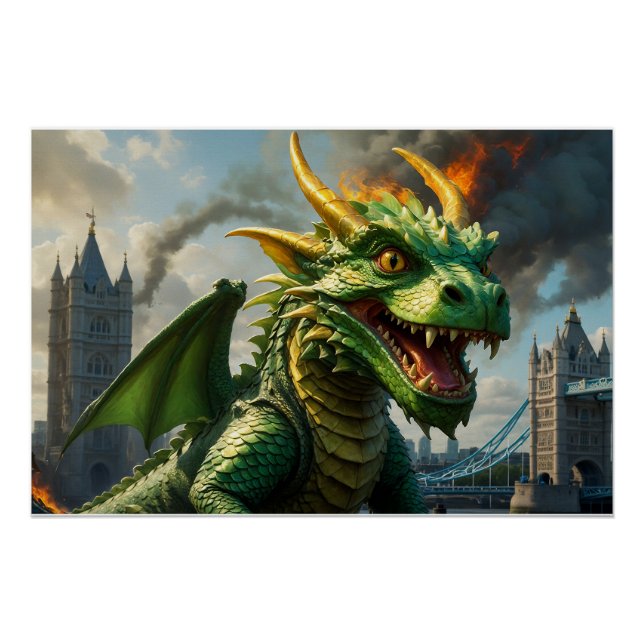 Póster Um Dragão Verde do Galês aterroriza Londres (Frente)