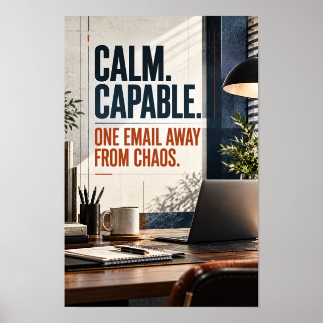 Poster Um E-mail Afastado do Caos Escritório Calmo e Capa (Frente)