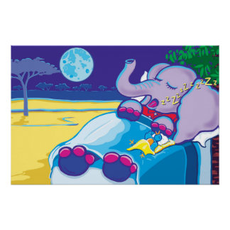 Póster Um elefante roncando doce e Poster de som