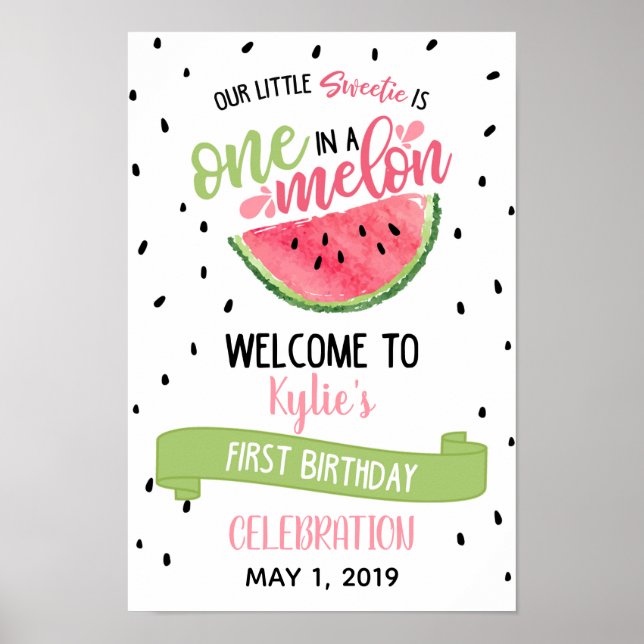 Poster Um em um Sinal de Boas-vindas Melon (Frente)