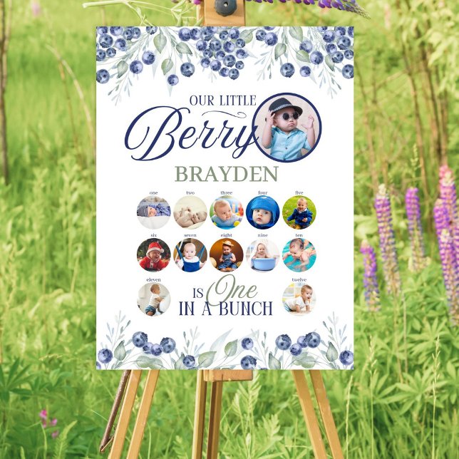 Poster Um Em Um Sinal De Colagem De Primeiro Aniversário (Criador carregado)