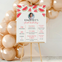 Poster Um Em Um Sinal De Marcha De Aniversário De Melão,