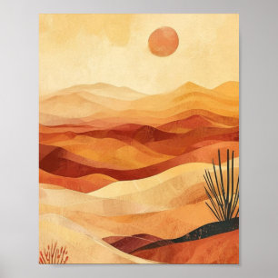 Poster Um Estudo Minimalista de Dunas de Areia em Camadas