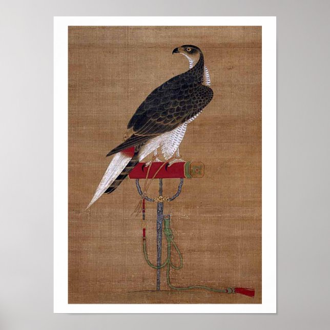 Póster Um Falcão - Pergaminho Coreano do Século XVI (Frente)