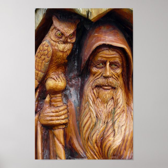 Poster Um Feiticeiro e Coruja Emerge de Cavern (Frente)