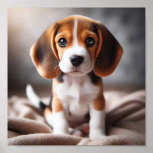 Poster Um filhote de beagle bonito com lindos olhos