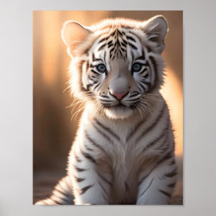 Poster Um Filhote de Tigre Branco Fofo