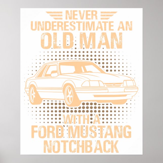 Poster Um Ford Mustang Velho 1989 Notchback (Frente)