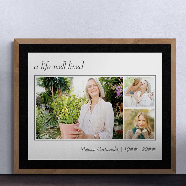 Poster Um Funeral De Foto Elegante De Script 3 De Vida Be (Funeral memorial poster to order professionally printed or as a printable digital download)