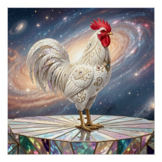 Póster Um galo branco.