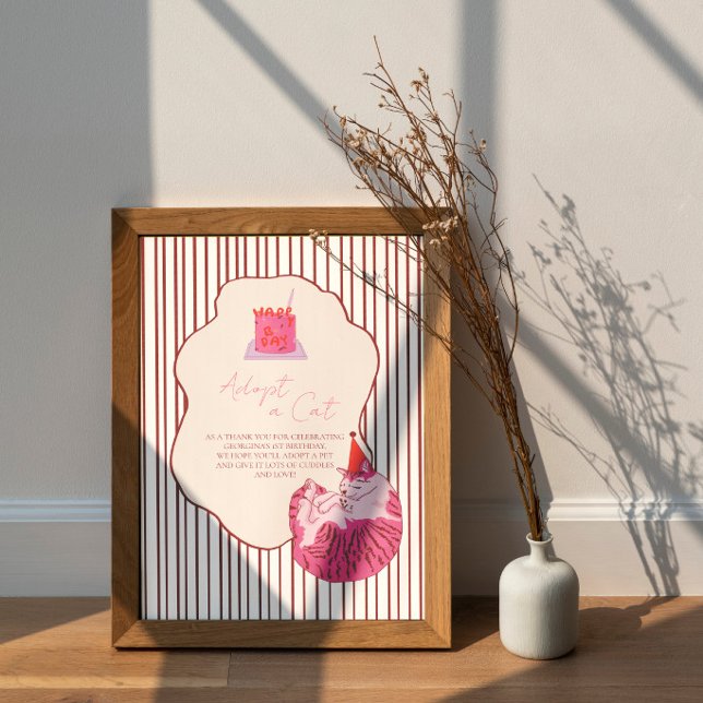 Poster Um Gatinho Rosa Bobo de 1º Aniversário (Criador carregado)