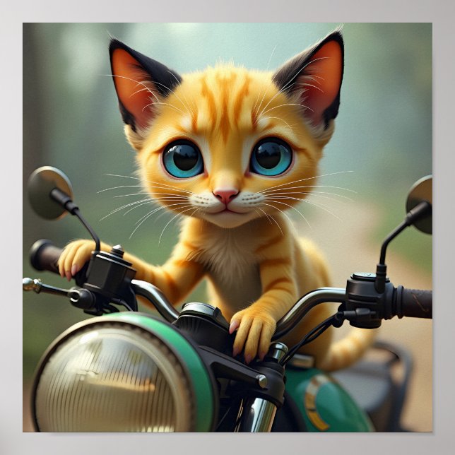 Poster Um gato amarelo com orelhas pretas e olhos azuis g (Frente)