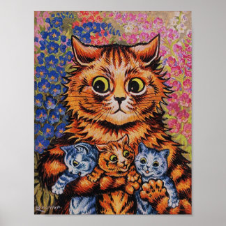 POSTER UM GATO SEU KITTENS LOUIS WAIN