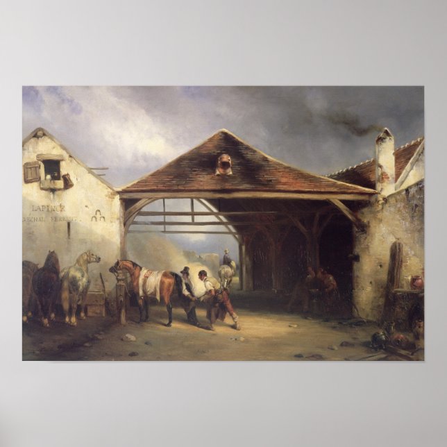 Poster Um guerreiro atirando um cavalo (Frente)