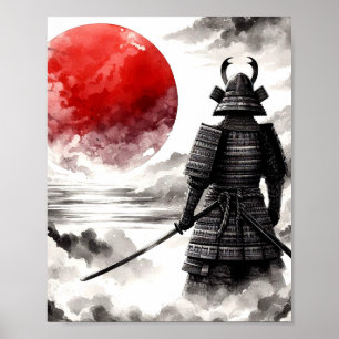 Poster Um Guerreiro Samurai Na Tradicional Armadura Poste