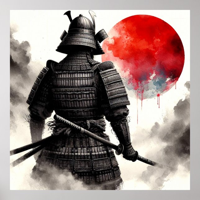 Poster Um Guerreiro Samurai Na Tradicional Armadura Poste (Frente)