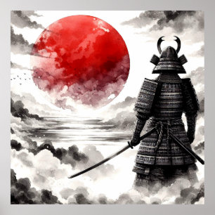 Poster Um Guerreiro Samurai Na Tradicional Armadura Poste