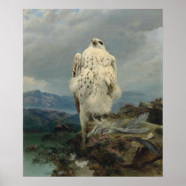 Poster Um Gyfalcon em uma extensa paisagem montanhosa