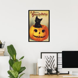 Póster Um Halloween de Feliz por Ellen Clapsaddle, Gato d