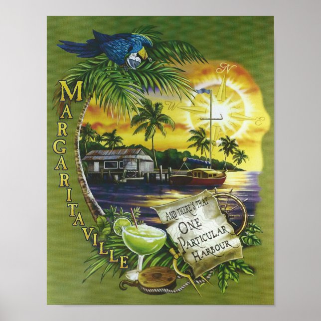 Póster Um Harbor Jimmy Buffett Lyrics em particular (Frente)