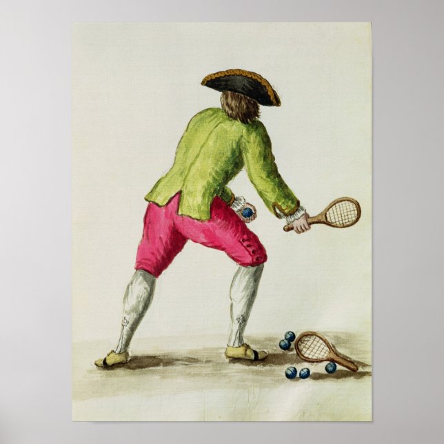 Póster Um Homem Brincando com um Racquet e Balls (Frente)