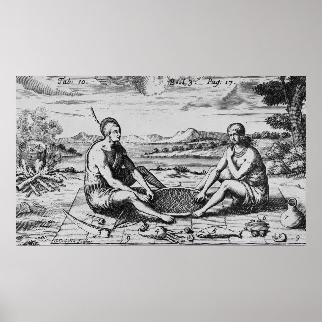 Póster Um Homem E Sua Esposa Em Janto, 1705 (Frente)