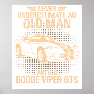 Poster Um homem velho Dodge Viper 1996 Gts Listras