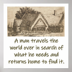 Poster Um Homem Viagem O Mundo Por Toda - Citação Domésti