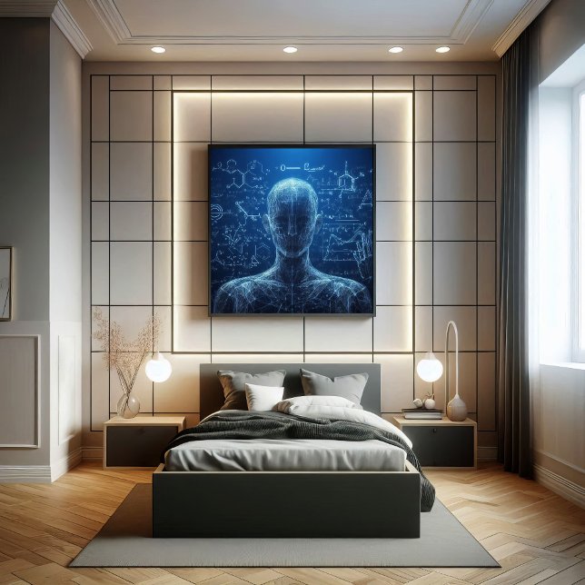 Poster Um humanoide sobreposto a uma folha de dados (Criador carregado)