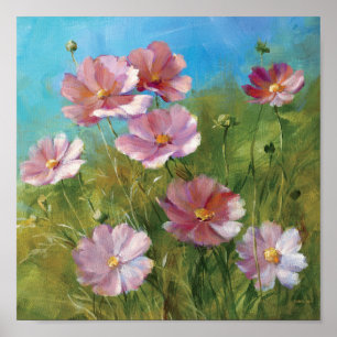 Poster Um jardim floral cor-de-rosa