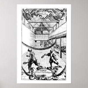 Póster Um jogo real do tênis no Jeu de Paume