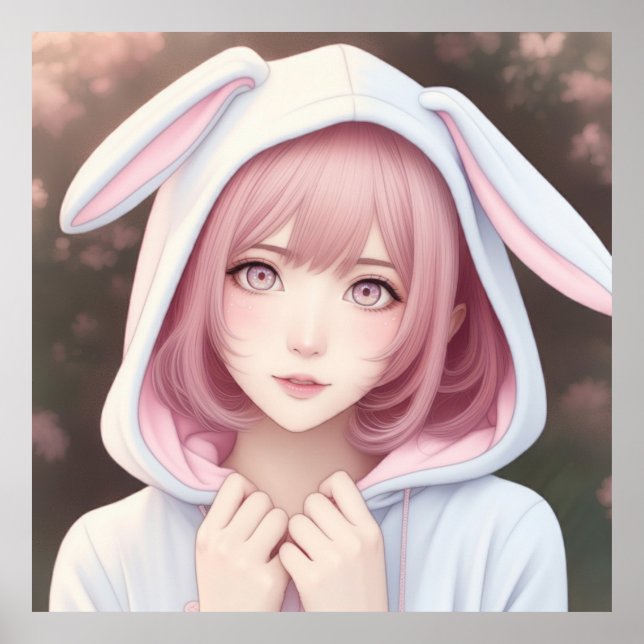 Poster Um jovem personagem com cabelo rosa (Frente)