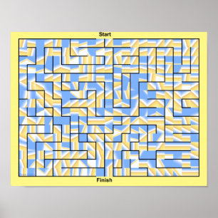 Poster Um labirinto azul e amarelo colorido.