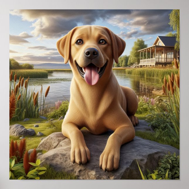 Poster Um Labrador Retriever Descansando no País (Frente)